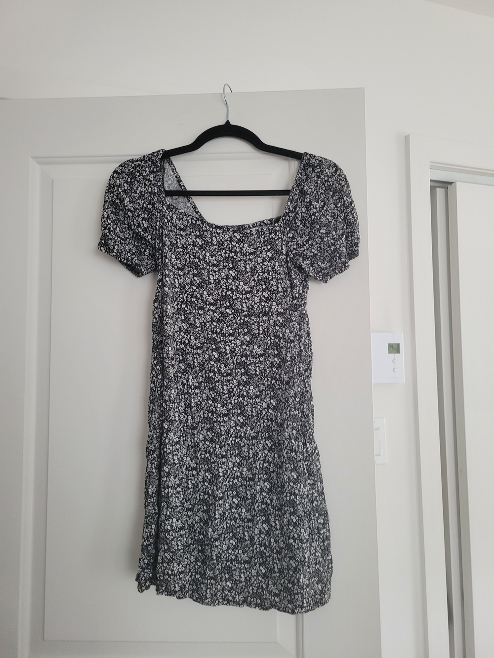 twik Black & White Floral Square-Neck Puff Sleeve Mini Dress - Picture 3 of 5